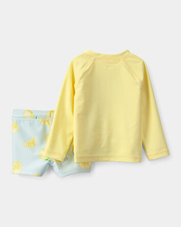 Baby Boy 2-Piece Lemon Rashguard Swimsuit Set - Yellow/Blue, 