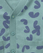 Toddler Cardigan with Avenue Pockets in Abstract Print - Teal, image 2 of 2 slides