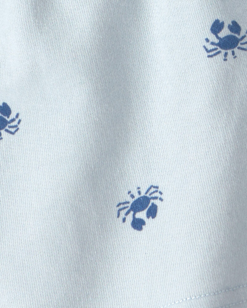 B&eacute;b&eacute; gar&ccedil;on - Ensemble 2 pi&egrave;ces haut &agrave; manches courtes et short, crabe - Bleu, image 3 sur 3 diapositives