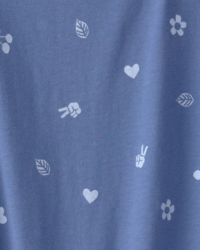 Filles - Haut &agrave; manches courtes, motifs du printemps - Bleu, image 2 sur 2 diapositives