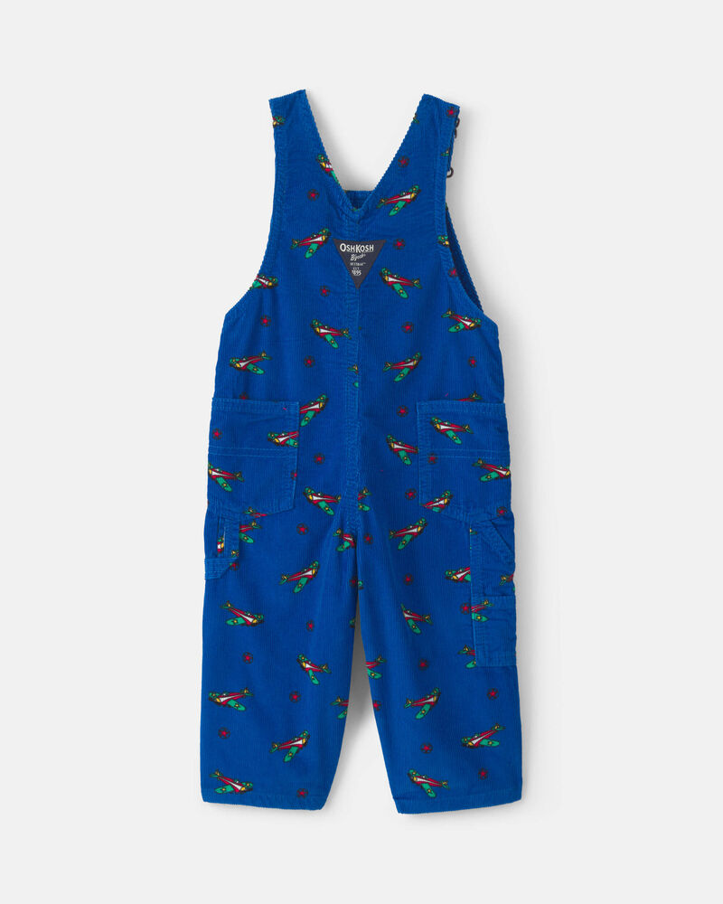 Baby Boy Plane Corduroy Overalls - Blue, image 2 of 4 slides