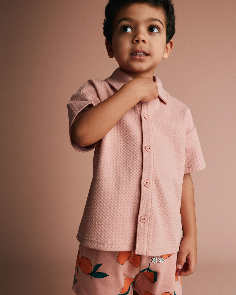 Tout-petit gar&ccedil;on - Chemise boutonn&eacute;e &agrave; manches courtes - P&ecirc;che, image 1 sur 5 diapositives