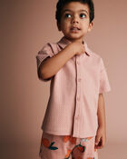 Tout-petit gar&ccedil;on - Chemise boutonn&eacute;e &agrave; manches courtes - P&ecirc;che, image 1 sur 5 diapositives