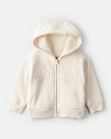 Baby Girl Hooded Zip-Up Jacket - Cream, 