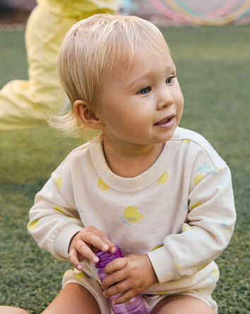 Baby Girl French Terry Pullover Sweatshirt - Lemon, 