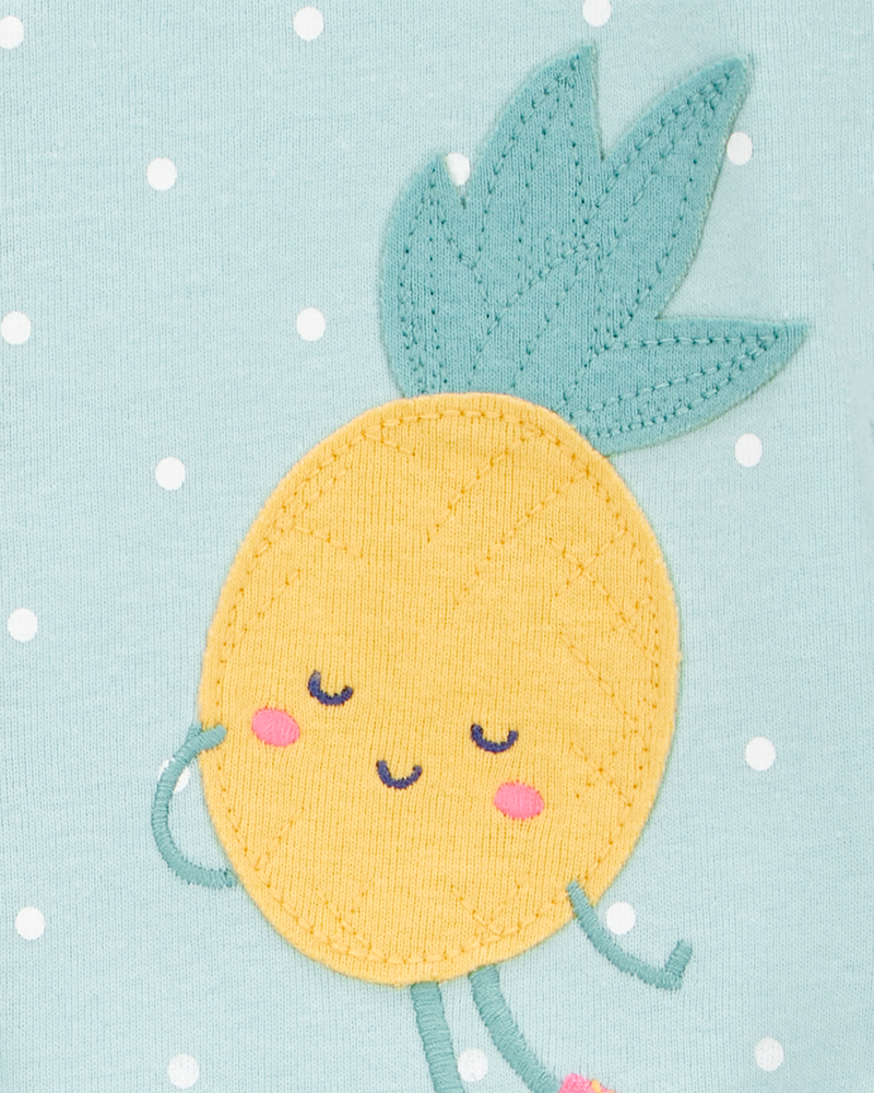 Tout-petit fille - Pyjama 1 pièce sans pieds en coton ajusté à motif d’ananas, image 2 sur 3 diapositives