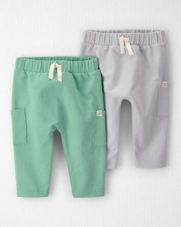 B&eacute;b&eacute; - Emballage de 2 pantalons de jogging en jersey bouclette de coton biologique, 