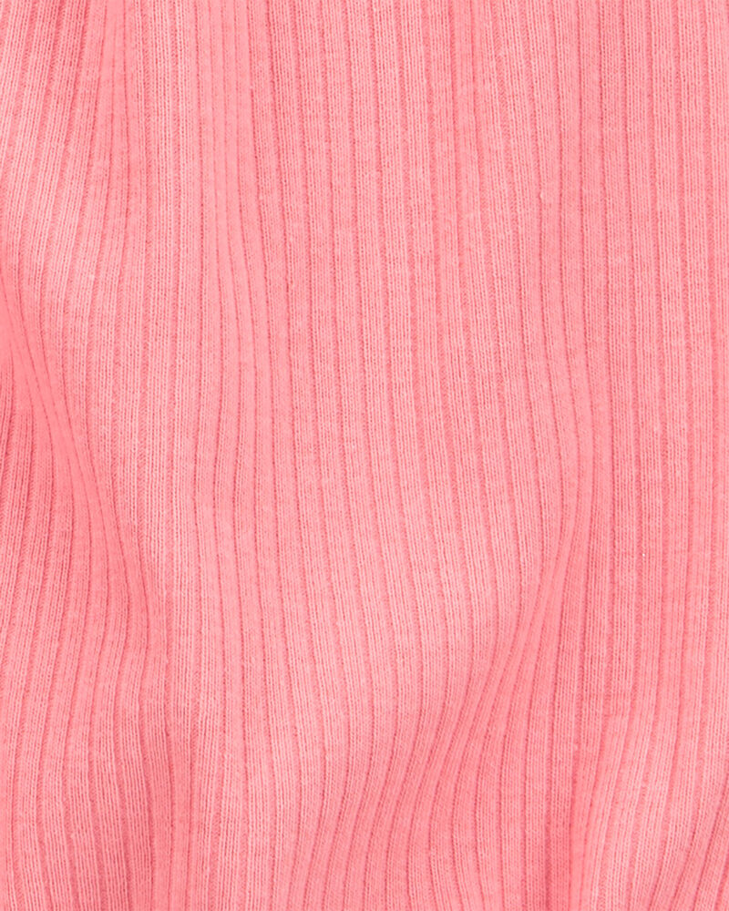 Bébé fille - Barboteuse à manches courtes en coton côtelé - Rose, image 2 sur 3 diapositives