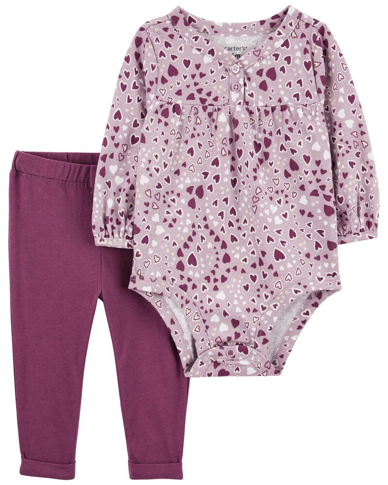 Purple 2-Piece Bodysuit Pant Set