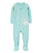 Baby Girl 1-Piece Swan Print 100% Snug Fit Cotton Footie Pyjamas, image 1 of 4 slides