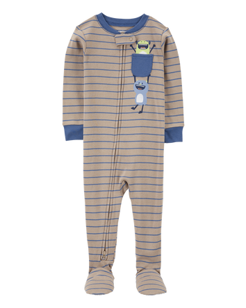 Toddler 1-Piece Monster Print 100% Snug Fit Cotton Footie Pyjamas, 