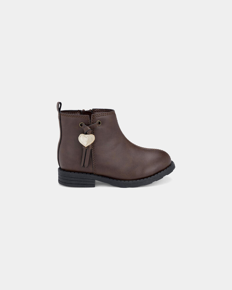 Girls Heart Charm Boots - Brown, image 2 of 6 slides