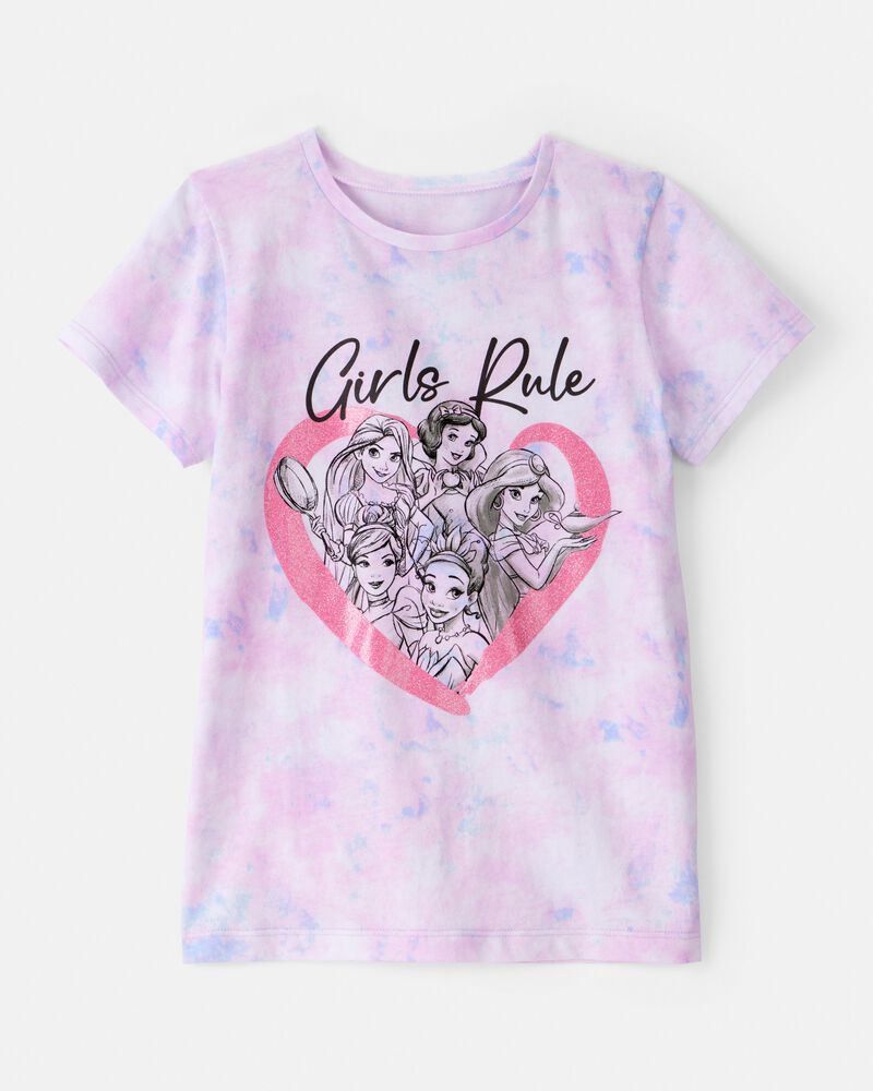 Girls Disney© Princess Girls Rule Tie-Dye Short-Sleeve Graphic Tee - Purple/Pink, image 1 of 2 slides