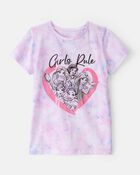 Girls Disney© Princess Girls Rule Tie-Dye Short-Sleeve Graphic Tee - Purple/Pink, image 1 of 2 slides