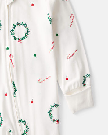 Baby Wreath Print PurelySoft Long-Sleeve Sleeper - Ivory, 