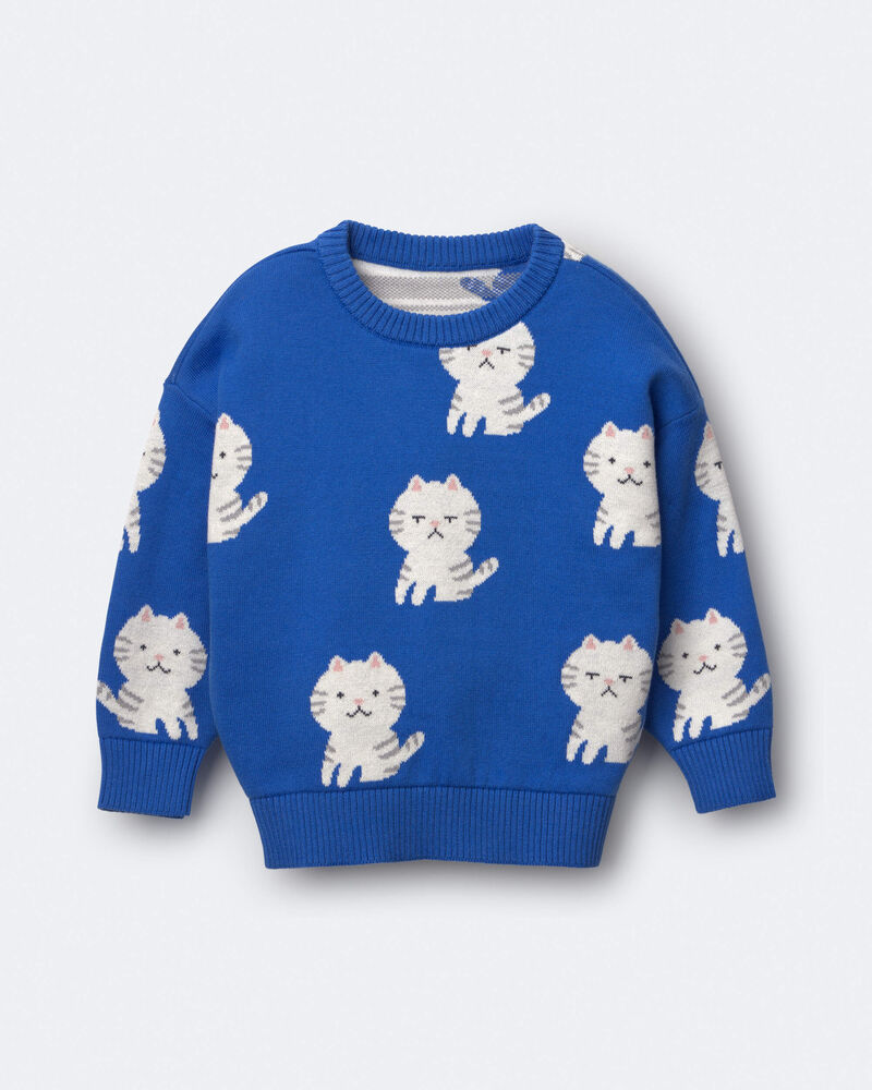 Toddler Girl Pullover Sweater - Royal Blue, image 1 of 2 slides