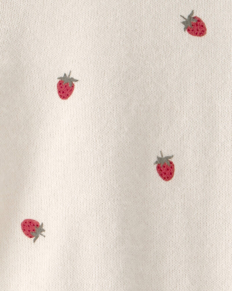 Baby Girl 2-Piece Organic Cotton Sweater Set in Cream Berry Patch, image 5 of 6 slides
