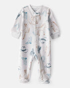 Baby Boy Western Cowboy Print Loose Fit Long-Sleeve Sleeper - Grey, image 1 of 4 slides