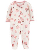 Baby Apple Print 2-Way Zip Cotton Sleeper, image 1 of 3 slides