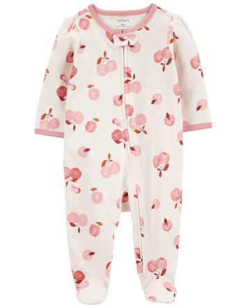 Baby Apple Print 2-Way Zip Cotton Sleeper, 