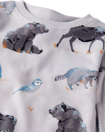 Kid Organic Cotton Pyjamas in Midnight Forest Print, 