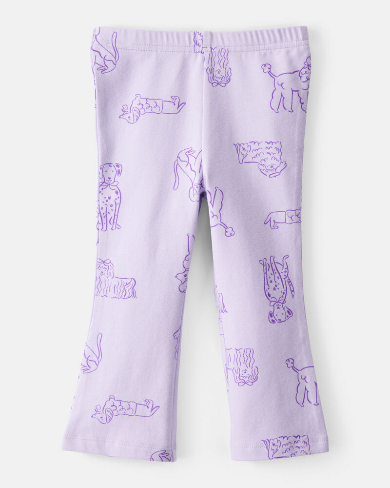 Baby Girl Dog Print Pull-On Flare Stretch Leggings - Purple, image 2 of 4 slides