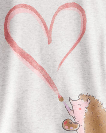 Toddler Girl Hedgehog Print Cotton Long-Sleeve 4-Piece Pyjamas - Pink/Orange, 