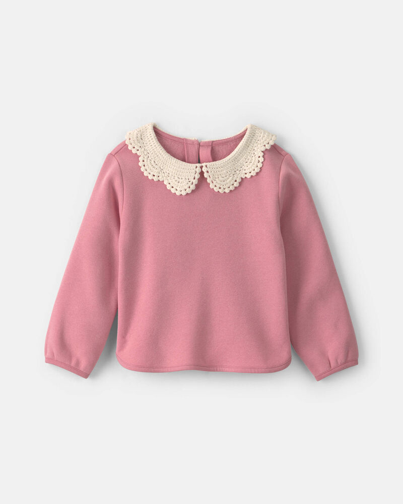 Toute-petite fille - Chandail en molleton avec col - Rose, image 1 sur 3 diapositives