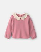 Toute-petite fille - Chandail en molleton avec col - Rose, image 1 sur 3 diapositives