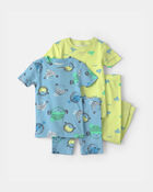 Tout-petit gar&ccedil;on - Pyjama 4 pi&egrave;ces en 100&nbsp;% coton &agrave; motif poisson-globe - Bleu/Vert/Jaune, image 1 sur 3 diapositives