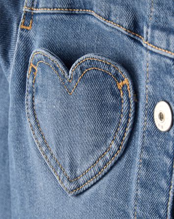 Girls Heart Denim Jacket - Blue, 