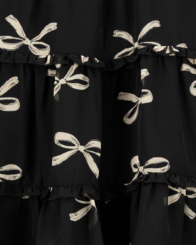 Toddler Bow Print Chiffon Holiday Dress, image 3 of 4 slides