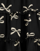 Toddler Bow Print Chiffon Holiday Dress, image 3 of 4 slides