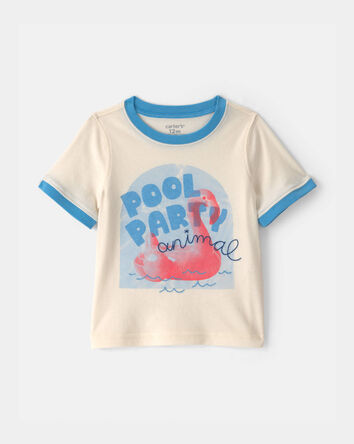 B&eacute;b&eacute; gar&ccedil;on - T-shirt &agrave; imprim&eacute; flamant &laquo;Pool Party Animal&raquo; - Cr&egrave;me, 