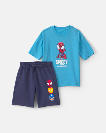 Tout-petit gar&ccedil;on - Ensemble haut manches courtes et short Spider-Man de &copy;Marvel - Bleu, 