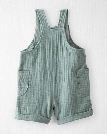 Baby Organic Cotton Gauze Shortalls in Green, 