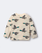 Toddler Long-Sleeve Relaxed Graphic Tee in Duck Print - Cream, image 1 of 2 slides