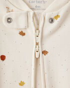 Baby Thanksgiving Turkey Print 100% Cotton Long-Sleeve Sleeper - Cream, image 2 of 4 slides