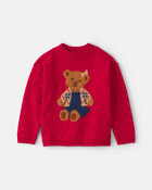 Toute-petit fille - Chandail &agrave; motif d&rsquo;ourson &ndash; Rouge, image 1 sur 2 diapositives