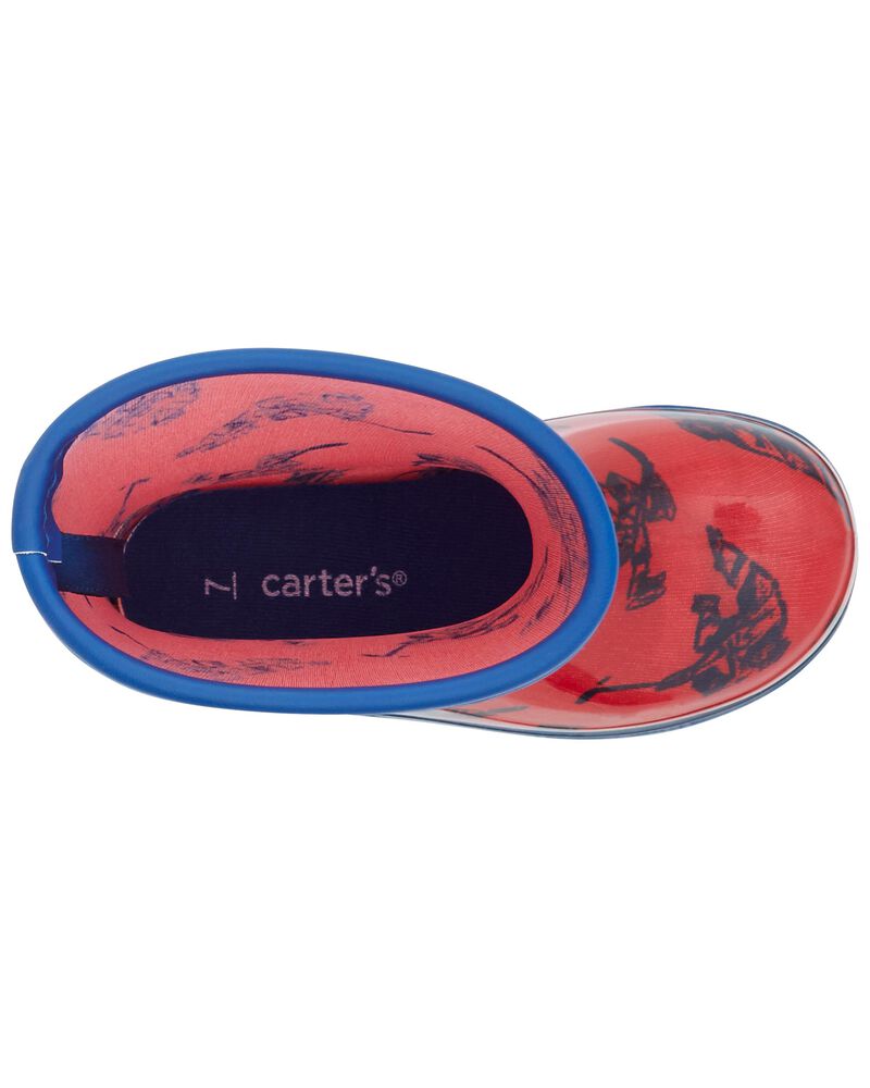 Red Hockey Print Rain Boots