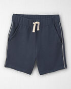 Jeune - Ensemble 2 pi&egrave;ces chandail et short en coton biologique - Bleu marine, image 2 sur 4 diapositives