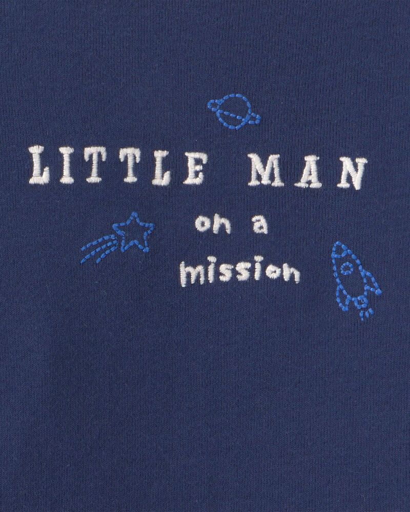 Baby Boy 2-Piece 'Little Man On a Mission' Space Long-Sleeve Bodysuit & Pant Set - Navy Blue, image 3 of 4 slides