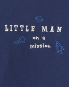 Baby Boy 2-Piece 'Little Man On a Mission' Space Long-Sleeve Bodysuit & Pant Set - Navy Blue, image 3 of 4 slides
