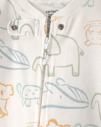 B&eacute;b&eacute; - Pyjama 1 pi&egrave;ce ajust&eacute; en 100 % coton, &eacute;l&eacute;phant - Ivoire, 