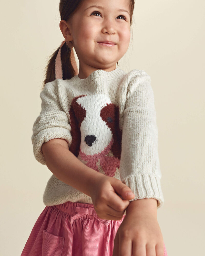 Toute-petite fille - Chandail &agrave; motif chien - Brun, image 4 sur 5 diapositives