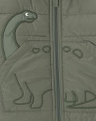 Dinosaur Puffer Jacket - Olive Green, image 3 of 4 slides