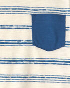 Tout-petit gar&ccedil;on - T-shirt &agrave; rayures avec poche - Bleu/Blanc, image 2 sur 2 diapositives
