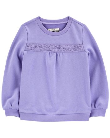 French Terry Eyelet Pullover, 