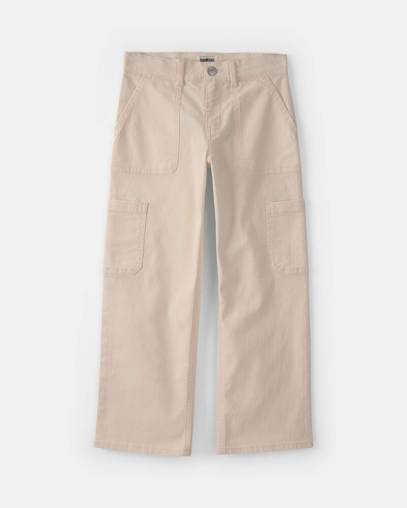 Girls Straight-Leg Cargo Jeans - Cream, image 1 of 5 slides
