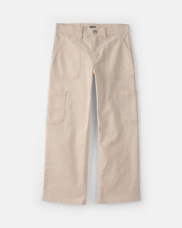Girls Straight-Leg Cargo Jeans - Cream, 